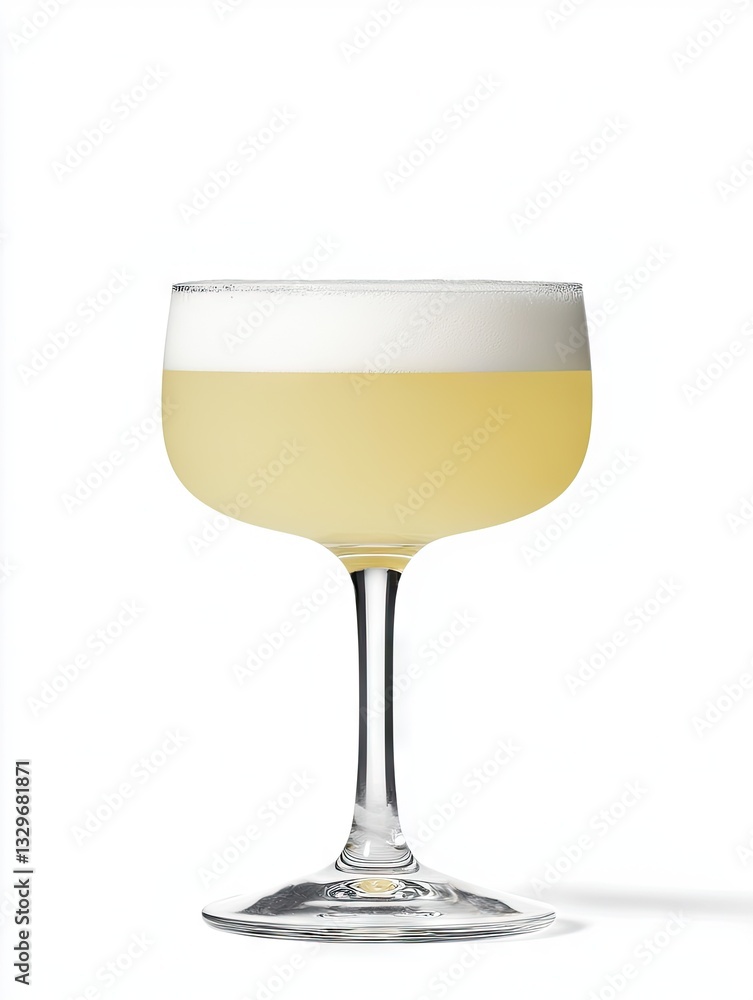 Creamy cocktail in coupe glass, white background; bar menu, website Creamy cocktail in coupe glass, white background; bar menu, website