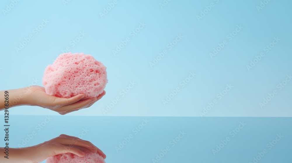 Cleaning action with bubble sponge bright setting visuals of body care soft environment fresh perspective Cleaning action with bubble sponge bright setting visuals of body care soft environment fresh perspective
