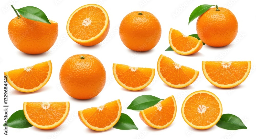 Oranges with Leaves Isolated Oranges with Leaves Isolated