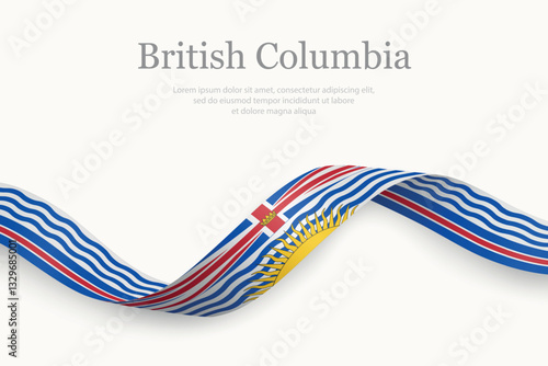 British Columbia flag on Waving ribbon. Province of Canada