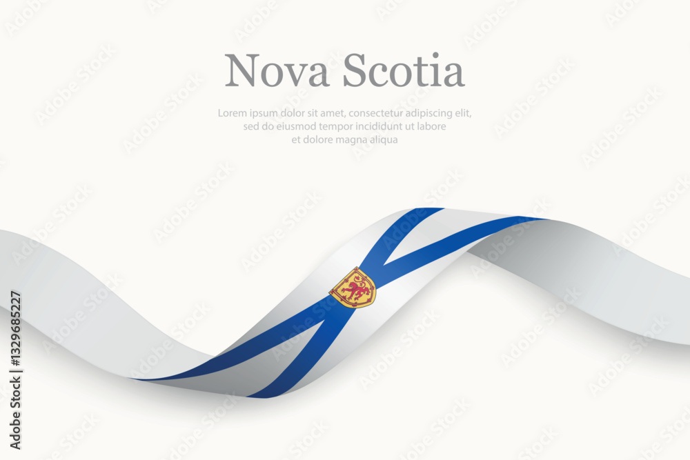 Nova Scotia flag on Waving ribbon. Province of Canada
