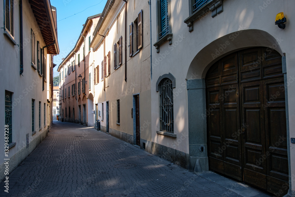 Fototapeta premium Street of Oggiono, historic town in Brianza, Italy