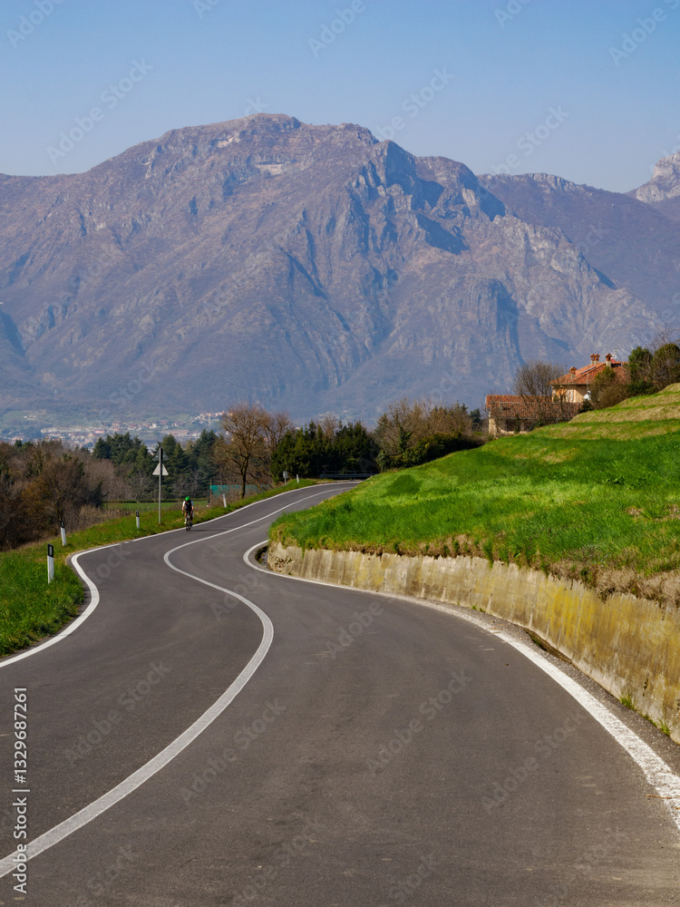 Fototapeta premium Landscape along the road to Colle Brianza, Italy
