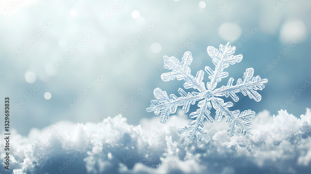 Delicate snowflake floating in a winter sky. Frosted Luminance. Illustration Delicate snowflake floating in a winter sky. Frosted Luminance. Illustration