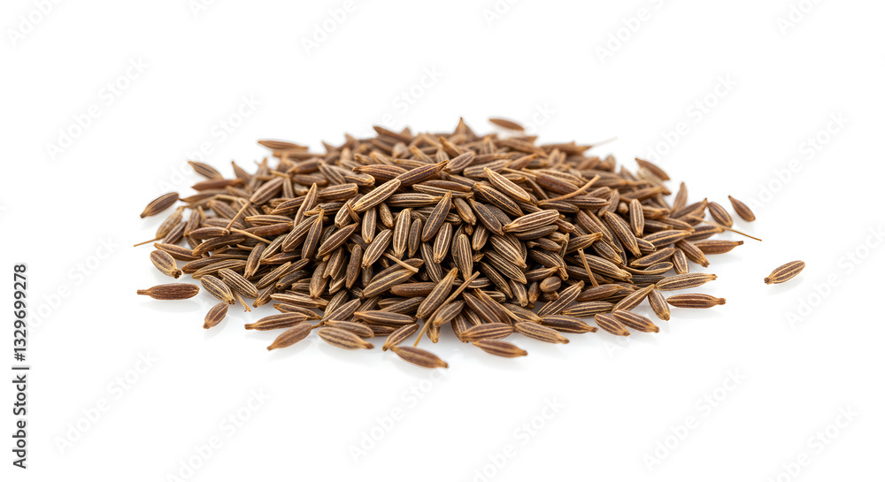 Pile of Cumin Seeds Isolated on White Background for Culinary Use Pile of Cumin Seeds Isolated on White Background for Culinary Use