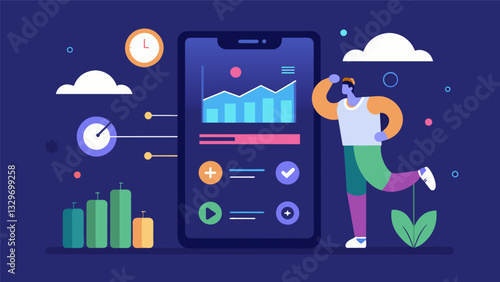 By analyzing your sleeping habits and stress levels this app creates workouts that focus specifically on improving your overall wellbeing.. Vector illustration