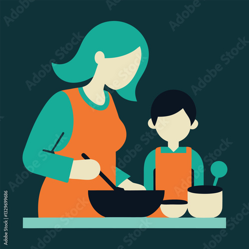 Happy Mother's Day: Mom Cooking Family Meal food flat love care home  