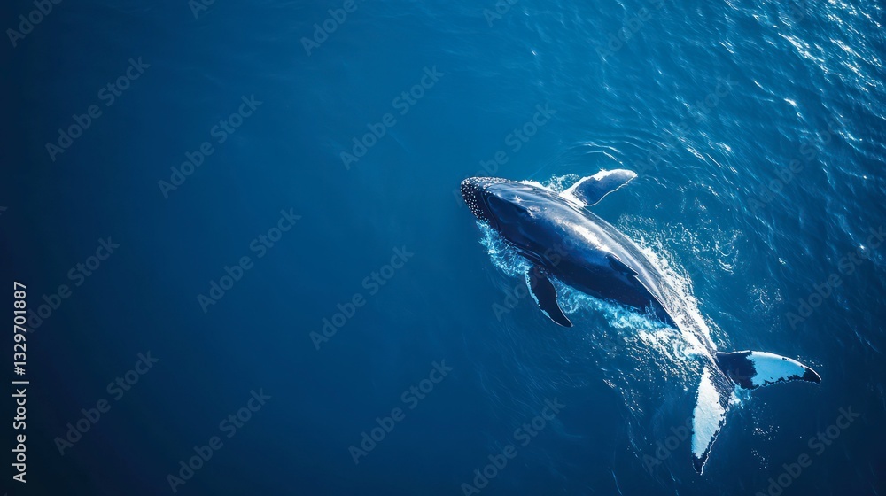 whale in the ocean top view whale in the ocean top view