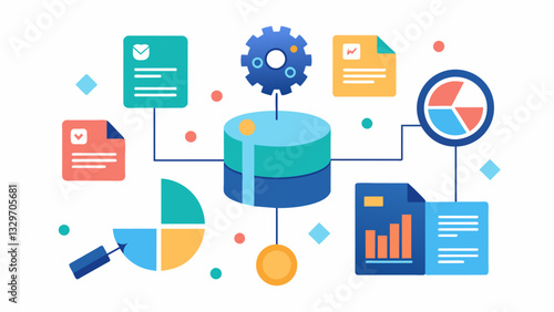 As you explore a data set you can bring up additional layers of information and compare them side by side gaining new insights and understanding.. Vector illustration