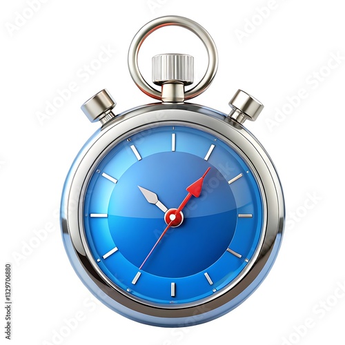 A Classic Stopwatch With A Vibrant Blue Face, Precisely Marking Time Against A Clean White Background, A Symbol Of Precision And Efficiency