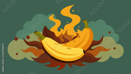 The earthy smoky flavors of pepian blending with the sweetness of ripe plantains creating a complex and delicious fusion.. Vector illustration