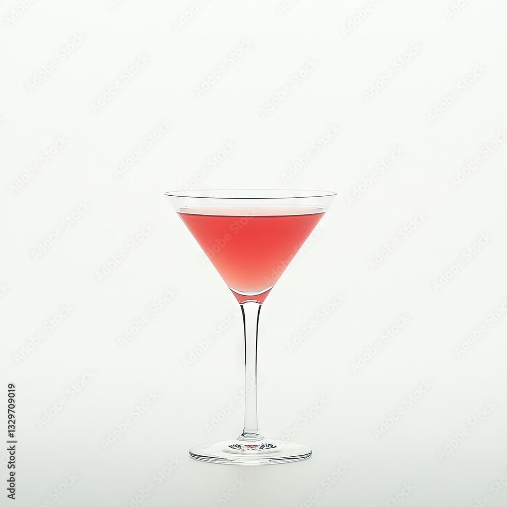 Pink cocktail, martini glass, white background, refreshment Pink cocktail, martini glass, white background, refreshment