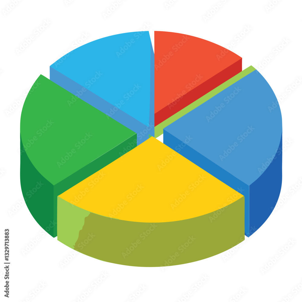 3D Pie Chart vector, create a pie chart for business 3D Pie Chart vector, create a pie chart for business