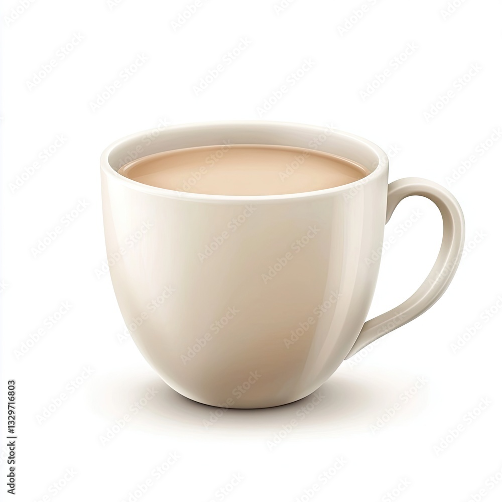 Creamy coffee mug, breakfast drink, white background, isolated. Use websites, menus Creamy coffee mug, breakfast drink, white background, isolated. Use websites, menus