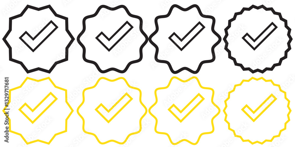 Trendy chekmark vector icons set Trendy chekmark vector icons set