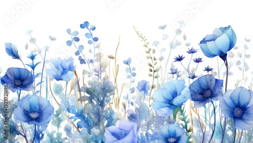 Fototapeta Naklejka Na Ścianę i Meble -  PNG Blue flower garden outdoors painting pattern.
