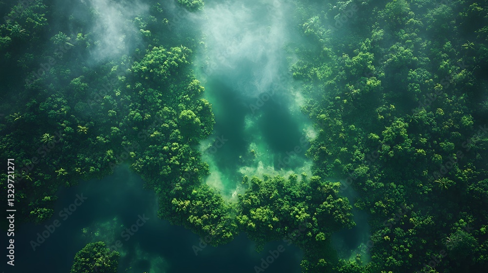 Fototapeta premium Scientists using advanced satellite imagery to monitor forest health and carbon storage capacity