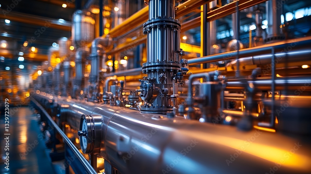 Fototapeta premium Large-scale biofuel processing facility refining organic materials into sustainable fuel