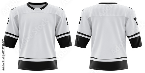 White hockey jersey with long sleeves mockup transparent background
