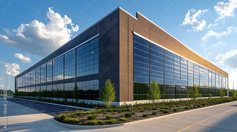 Obraz premium Industrial SMR facility producing clean energy for sustainable urban development