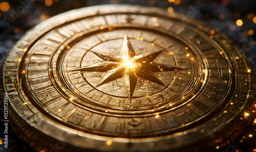 Wallpaper Mural Ornate golden compass, glowing center Torontodigital.ca