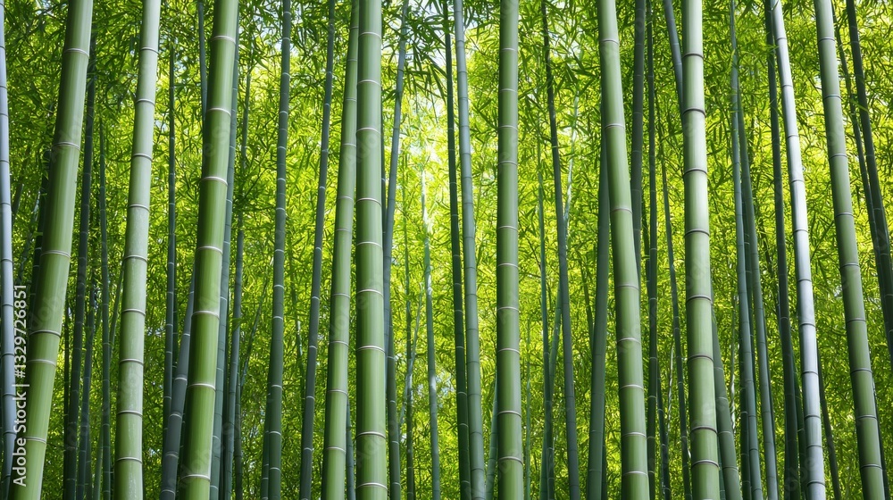 Vibrant Green Bamboo Forest Under Sunlight Vibrant Green Bamboo Forest Under Sunlight