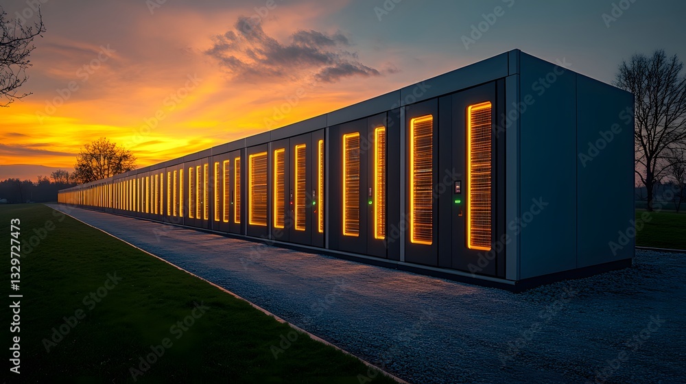 Obraz premium AI-enhanced battery storage optimizing energy distribution in a modern power plant