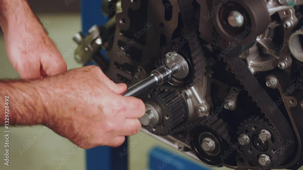 Disassembly of a car engine, the master disassembles the car engine Disassembly of a car engine, the master disassembles the car engine