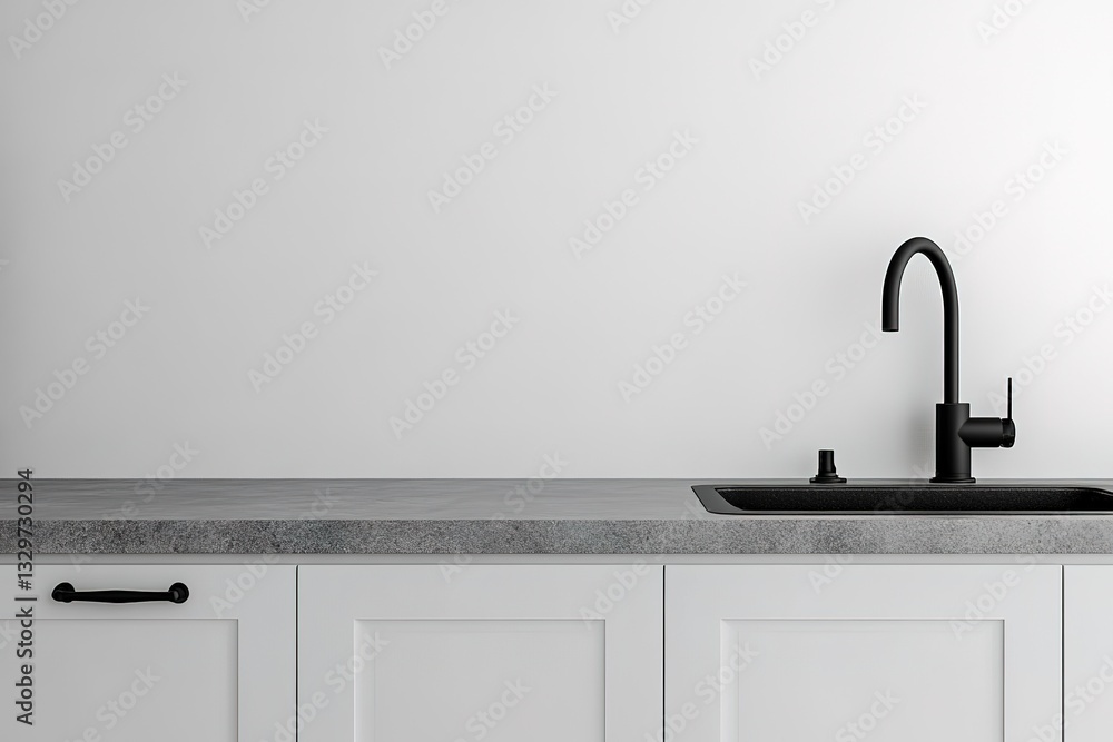 Modern Kitchen Sink with Black Matte Faucet and Granite Countertop Modern Kitchen Sink with Black Matte Faucet and Granite Countertop