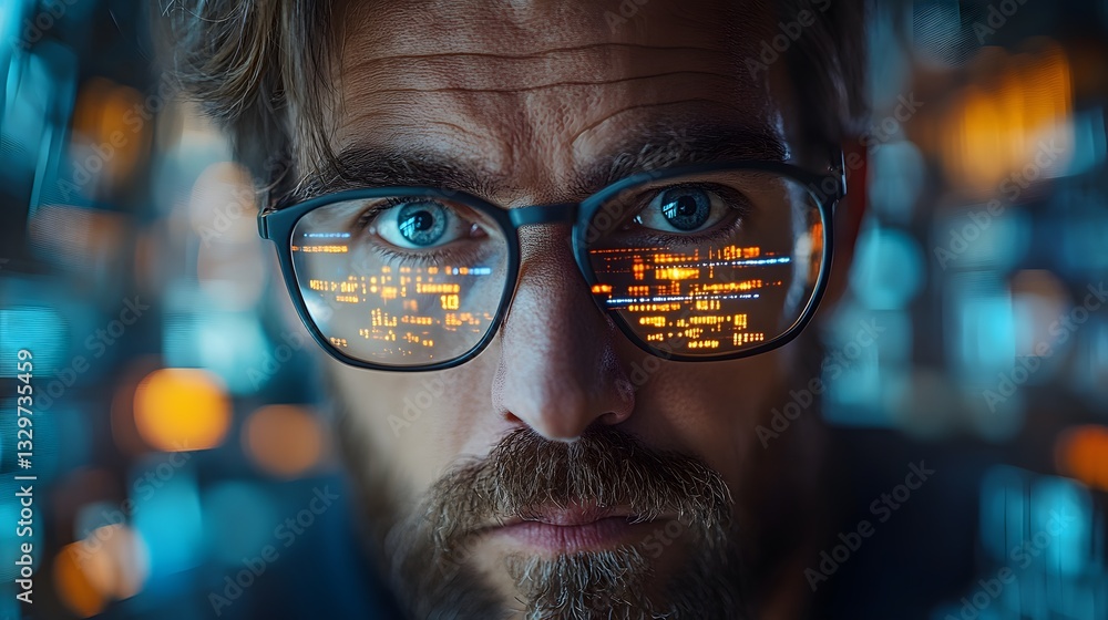 AI-driven cybersecurity expert monitoring threats in a high-tech security center AI-driven cybersecurity expert monitoring threats in a high-tech security center