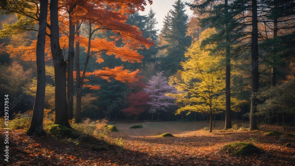 Fototapeta premium The forest experiences four seasons.