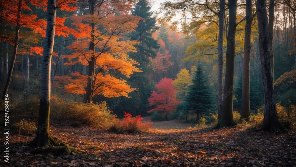 Fototapeta premium The forest experiences four seasons.