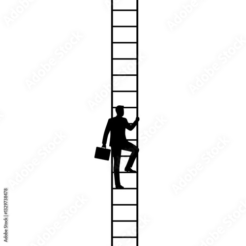 Silhouette of businessman climbing a ladder with briefcase vector illustration