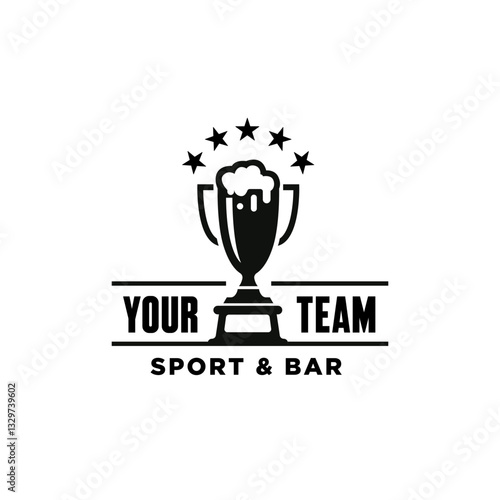 vintage retro Beer Cocktail with trophy for tavern pub sport bar logo design
