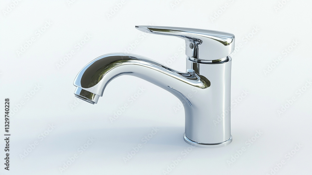 Silver faucet on white background Silver faucet on white background