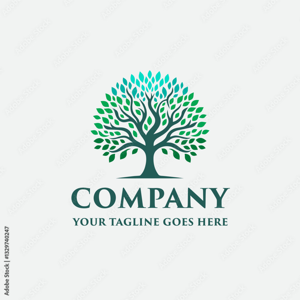 Obraz premium Abstract colorful vibrant tree logo design,Tree of life,oak tree maple logo design inspiration