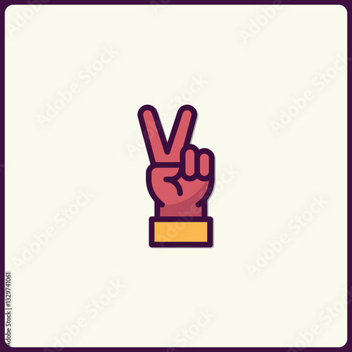 Stylized peace gesture hand sign illustration for diverse applications