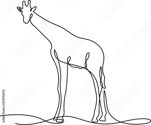 Giraffe continuous one line drawing. Editable stroke on a white isolated background. Animal vector illustration