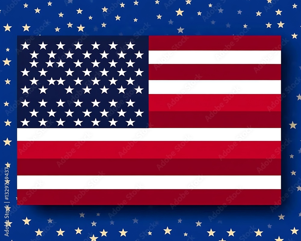 USA Flag with Stars in Patriotic Background USA Flag with Stars in Patriotic Background