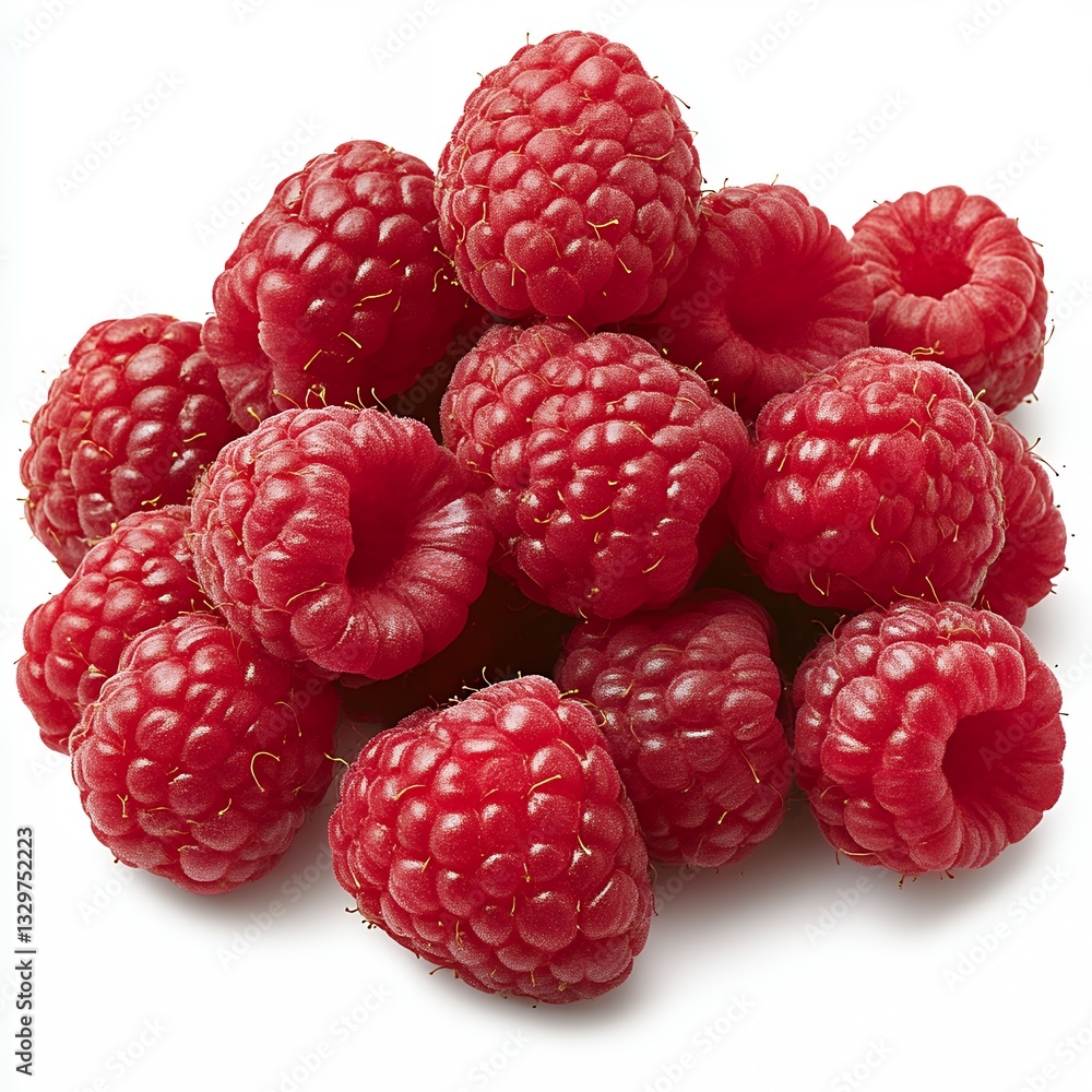Pile of Fresh Red Raspberries on White Background Pile of Fresh Red Raspberries on White Background