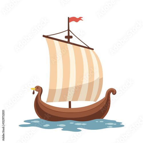 Viking longship sailing across minimalist waves, nautical adventure