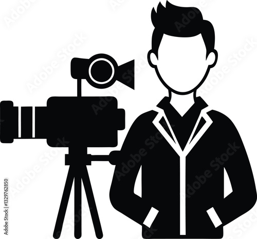 Cameraman Silhouette Vector Design, Cameraman Icon