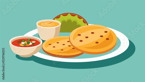 The simplicity of pupusas and curtido is what makes it a beloved dish the humble ingredients creating a burst of flavor in every mouthful.. Vector illustration