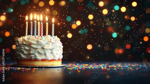 Bright and cheerful birthday cake scene, ideal for greeting cards