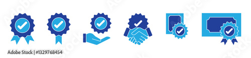 Verified checkmark icon vector set for a guarantee agreement certified award for successful business symbol illustration recommended badge warranty for web and app 