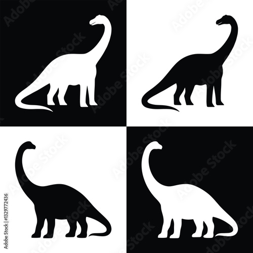 Dinosaur Silhouettes in Black and White Design