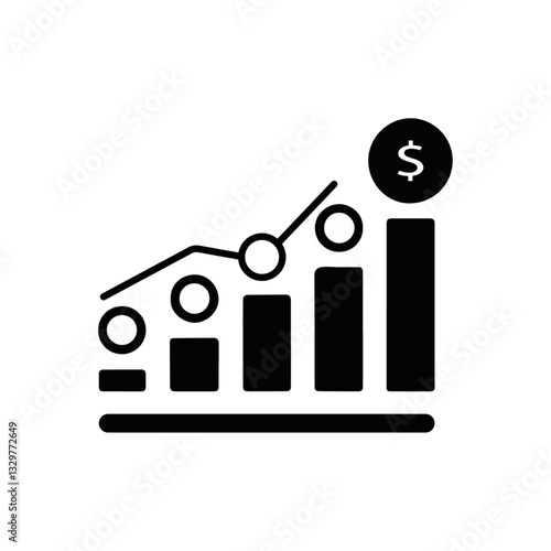 A bar chart icon  with an upward-trending arrow 