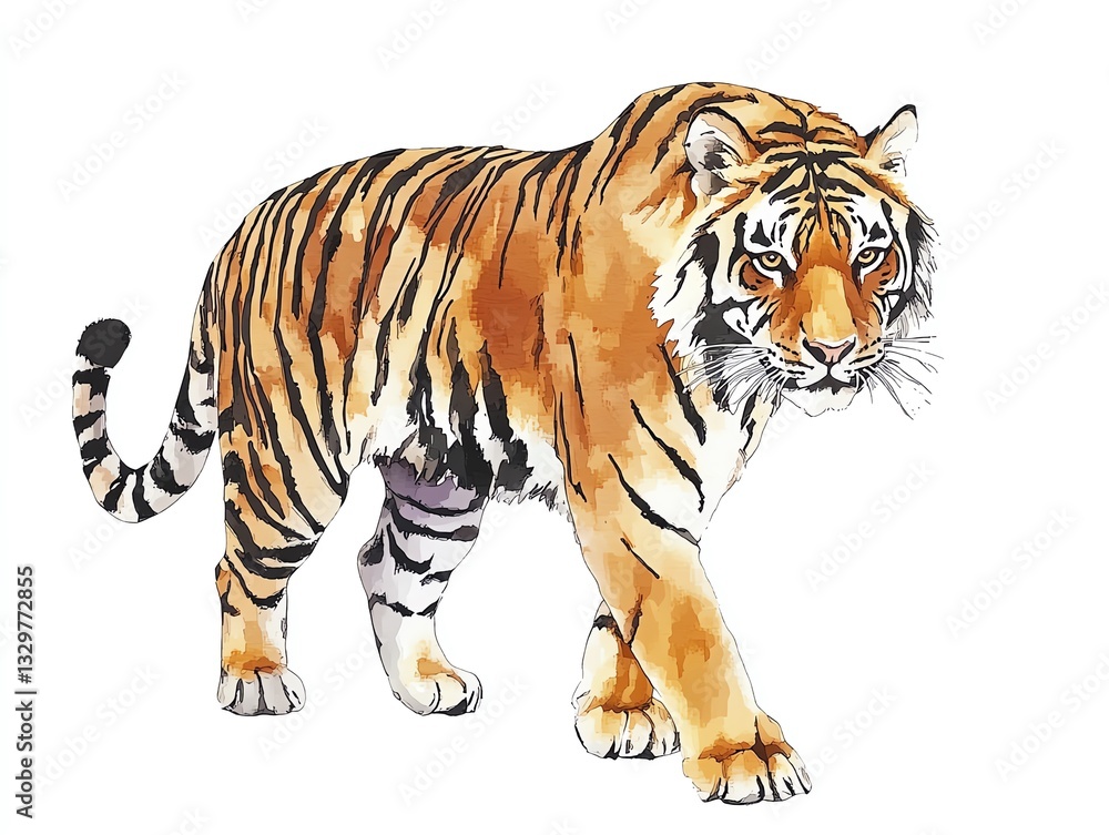 Obraz premium tiger with abstract paint on white background
