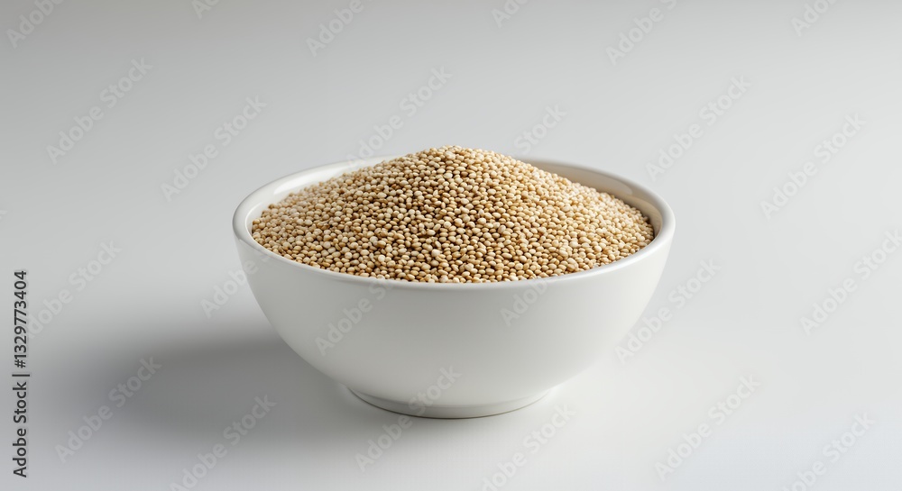 Quinoa Seeds in Bowl on White Background Healthy Eating Concept Quinoa Seeds in Bowl on White Background Healthy Eating Concept