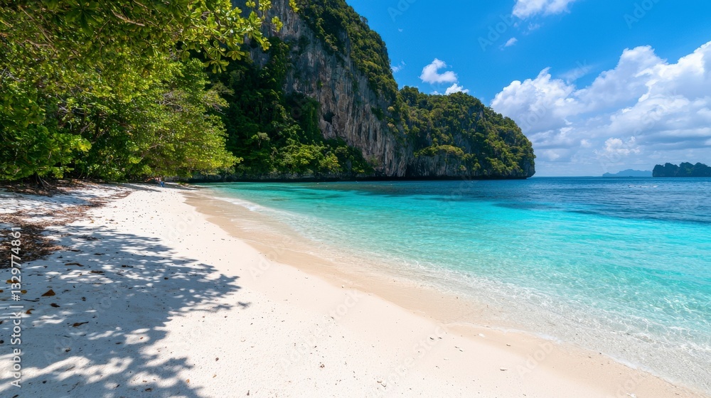 Obraz premium Tropical paradise beach remote island nature photography sunny environment serene viewpoint relaxation concept